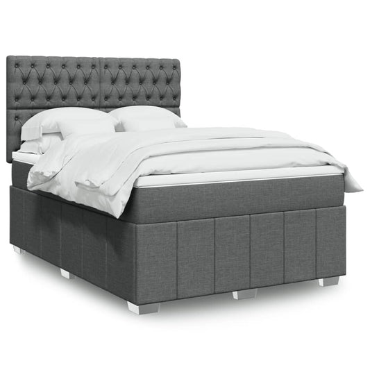 vidaXL Κρεβάτι Boxspring με Στρώμα Σκούρο Γκρι 160x200 εκ Υφασμάτινο