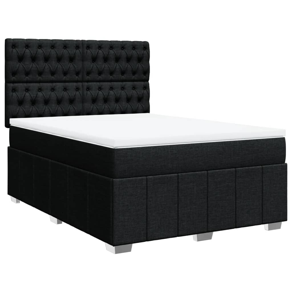 vidaXL Κρεβάτι Boxspring με Στρώμα Μαύρο 160x200 εκ. Υφασμάτινο