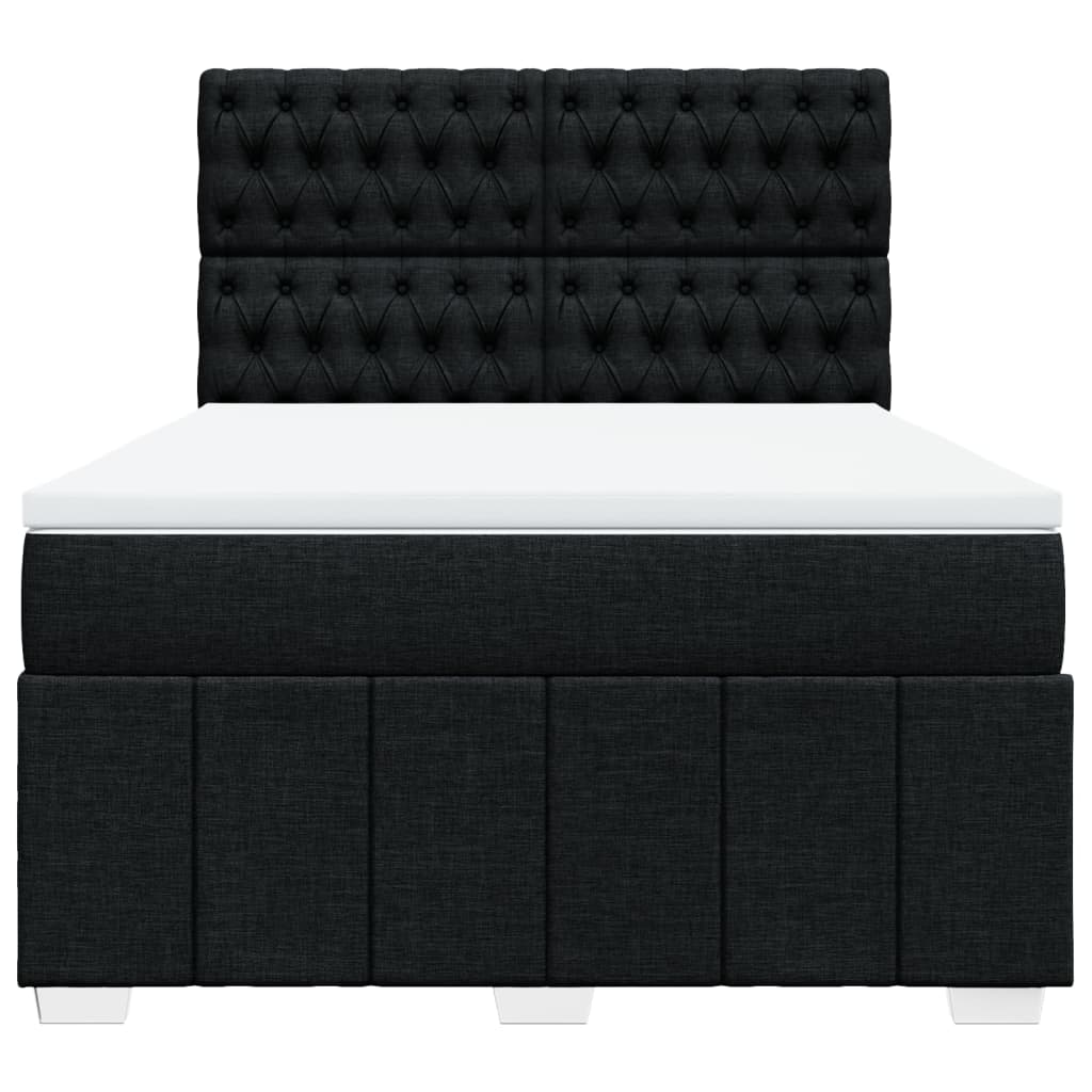 vidaXL Κρεβάτι Boxspring με Στρώμα Μαύρο 160x200 εκ. Υφασμάτινο