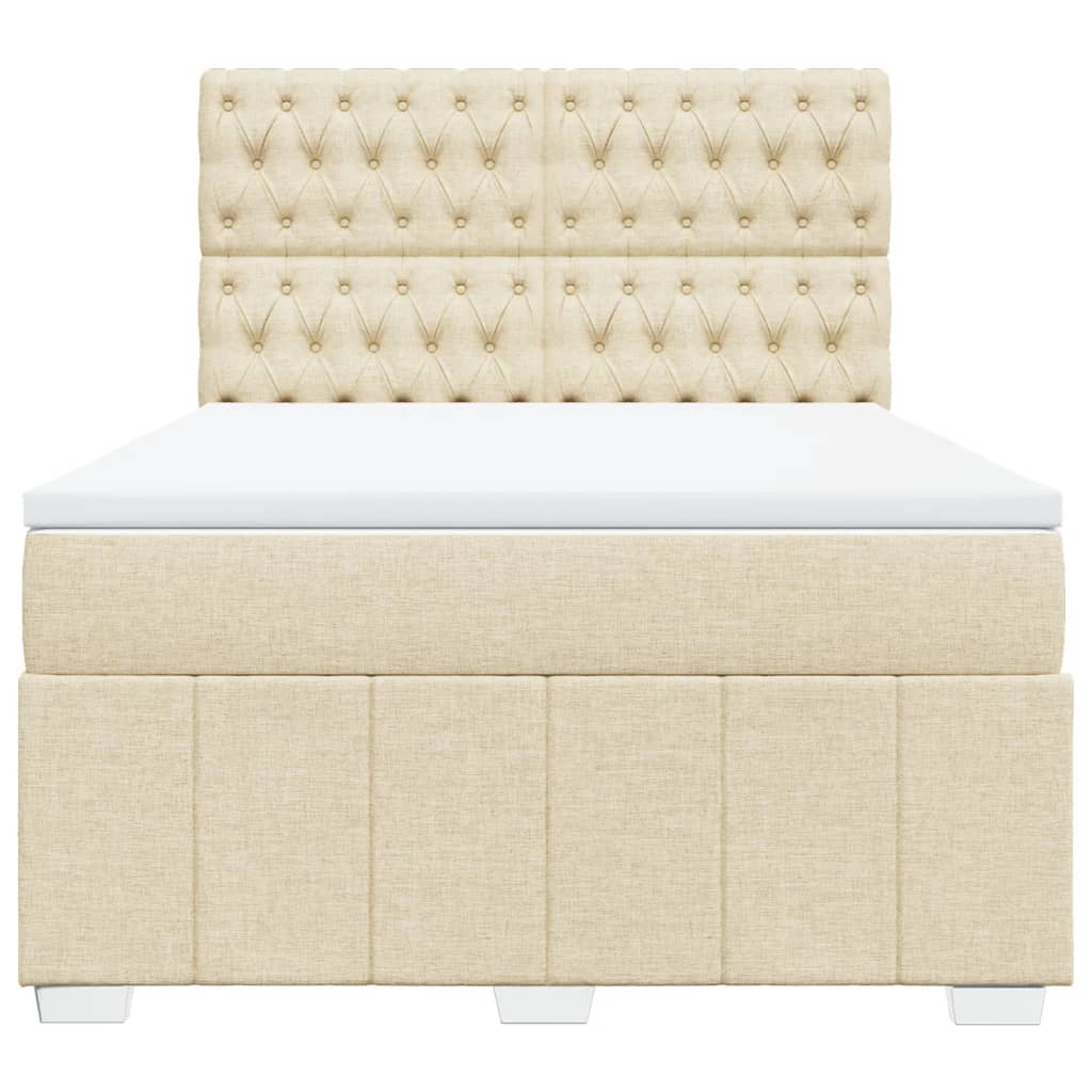 vidaXL Κρεβάτι Boxspring με Στρώμα Κρεμ 160x200 εκ. Υφασμάτινο