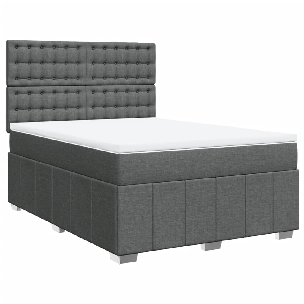 vidaXL Κρεβάτι Boxspring με Στρώμα Σκούρο Γκρι 160x200 εκ Υφασμάτινο