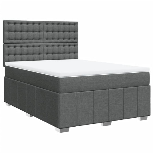 vidaXL Κρεβάτι Boxspring με Στρώμα Σκούρο Γκρι 160x200 εκ Υφασμάτινο