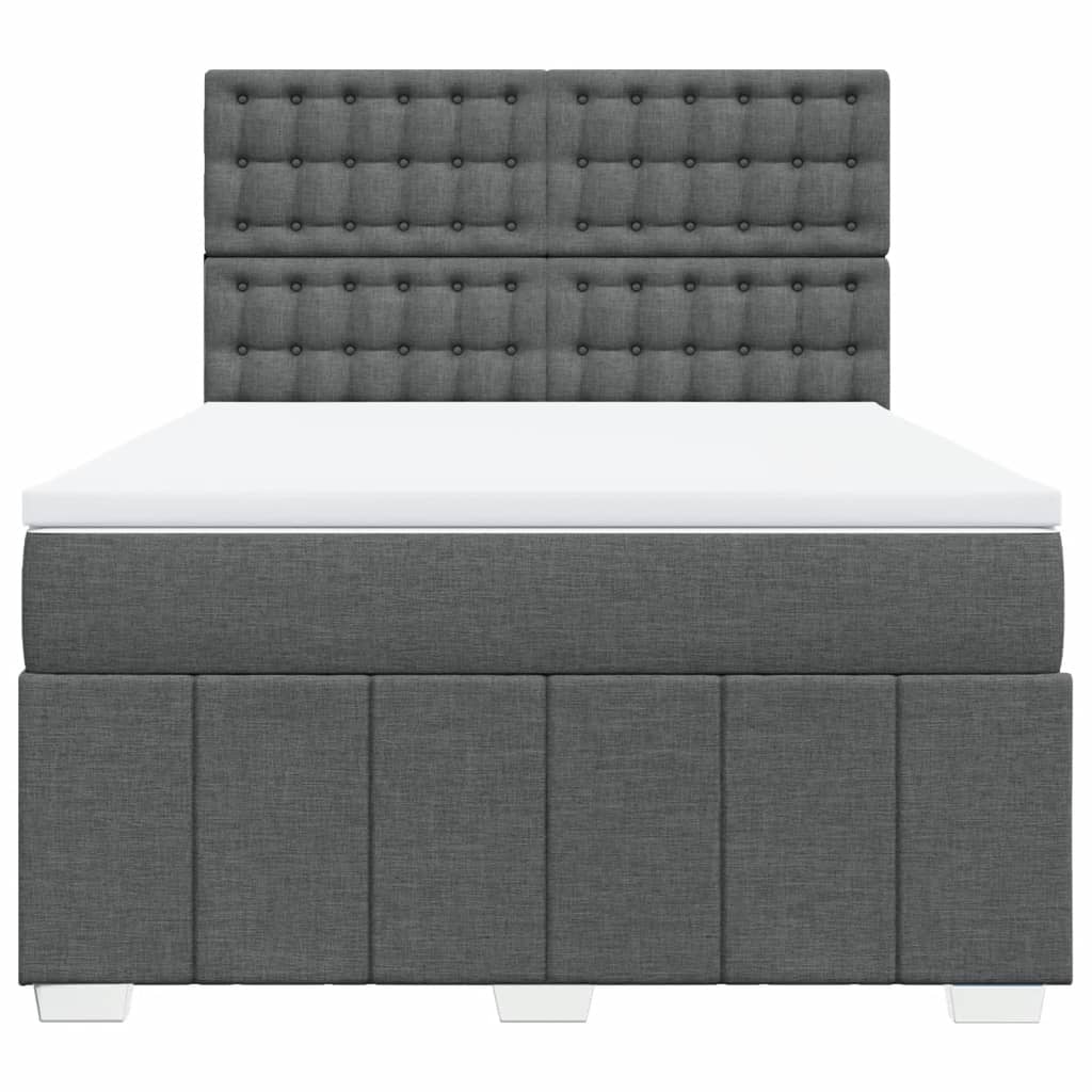 vidaXL Κρεβάτι Boxspring με Στρώμα Σκούρο Γκρι 160x200 εκ Υφασμάτινο