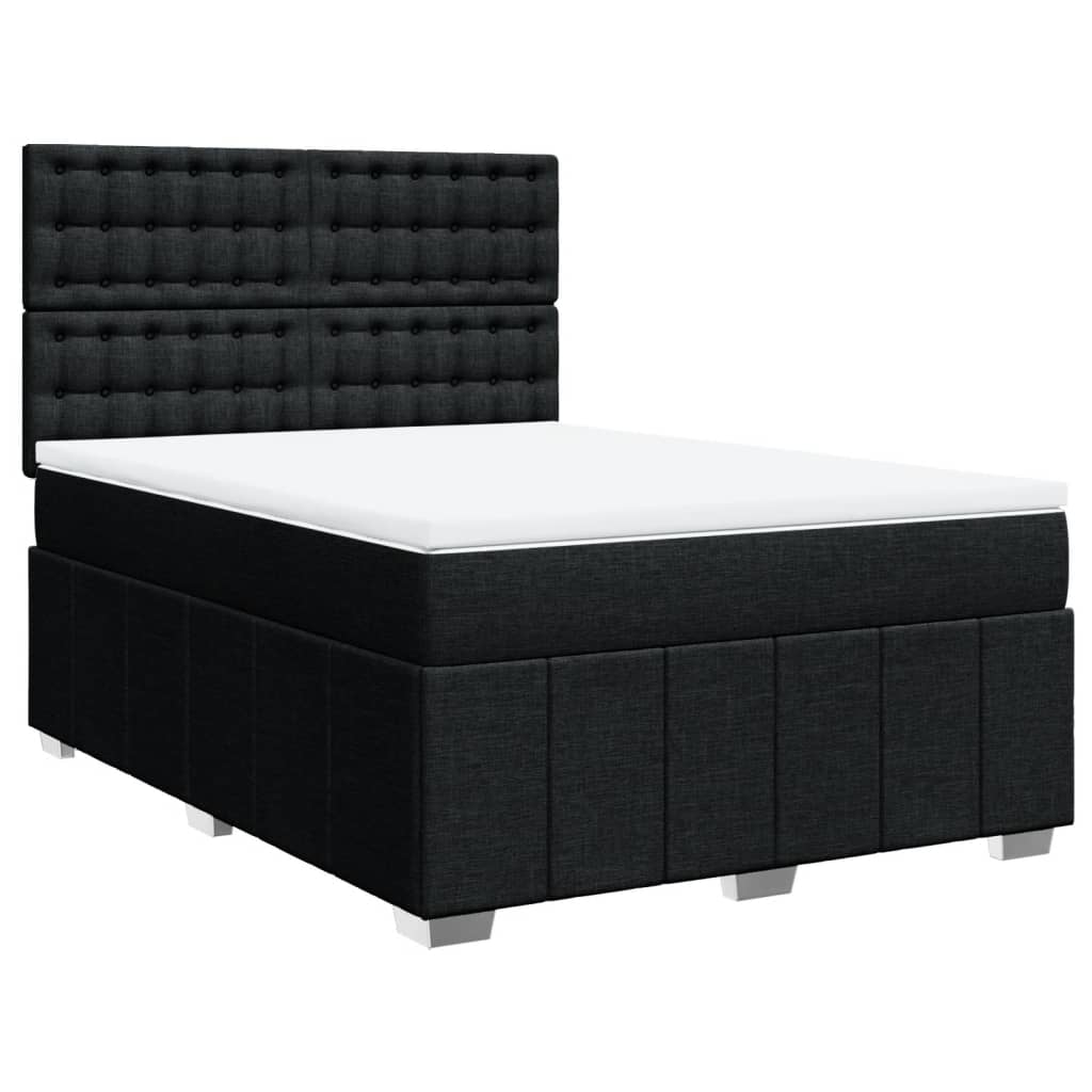 vidaXL Κρεβάτι Boxspring με Στρώμα Μαύρο 160x200 εκ. Υφασμάτινο