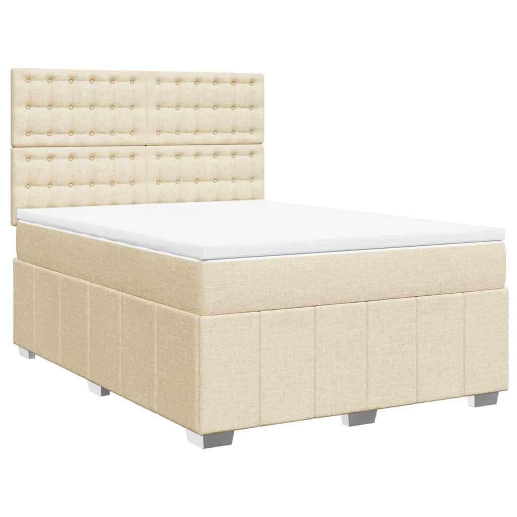 vidaXL Κρεβάτι Boxspring με Στρώμα Κρεμ 160x200 εκ. Υφασμάτινο