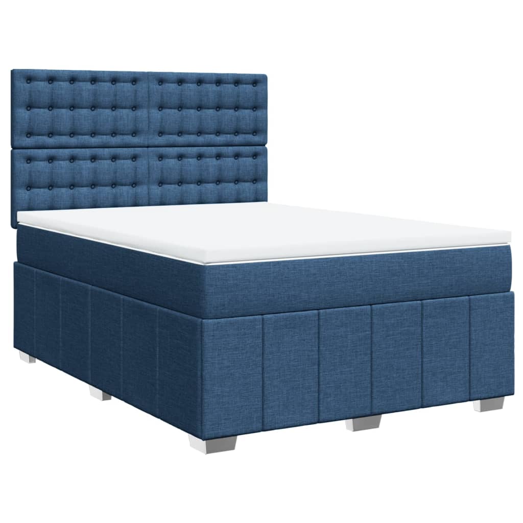 vidaXL Κρεβάτι Boxspring με Στρώμα Μπλε 160x200 εκ. Υφασμάτινο