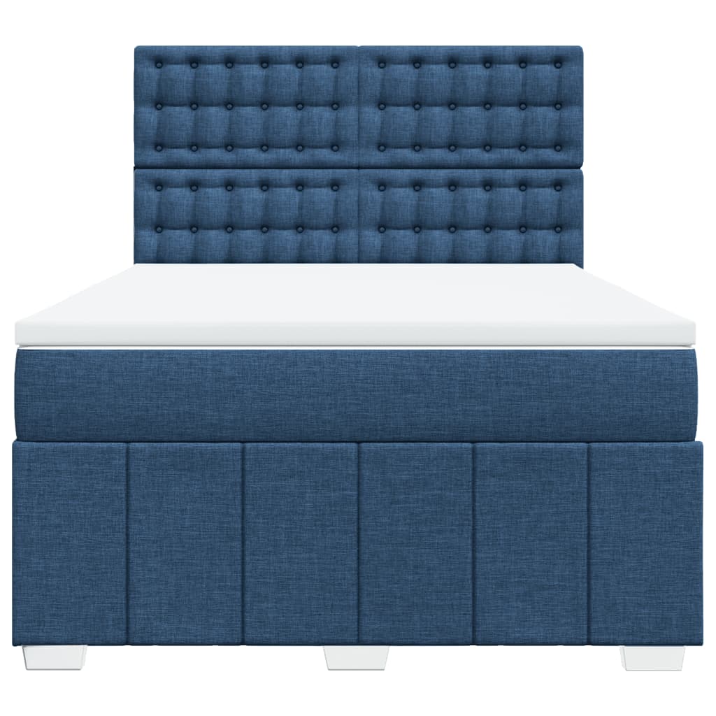 vidaXL Κρεβάτι Boxspring με Στρώμα Μπλε 160x200 εκ. Υφασμάτινο