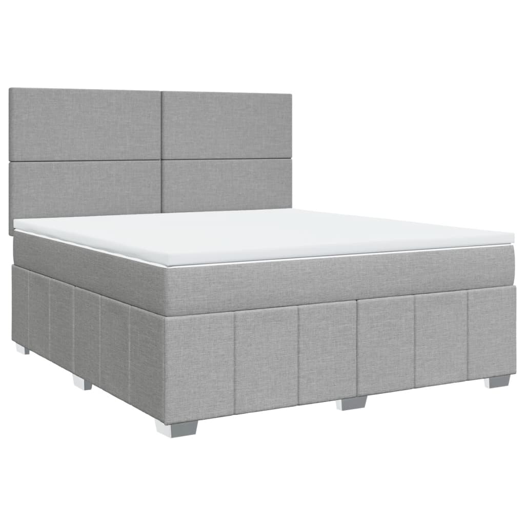 vidaXL Κρεβάτι Boxspring με Στρώμα Ανοιχτό Γκρι 180x200 εκ. Υφασμάτινο
