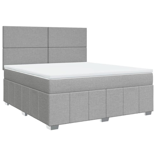 vidaXL Κρεβάτι Boxspring με Στρώμα Ανοιχτό Γκρι 180x200 εκ. Υφασμάτινο