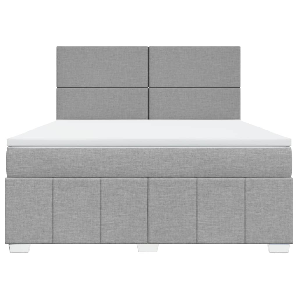 vidaXL Κρεβάτι Boxspring με Στρώμα Ανοιχτό Γκρι 180x200 εκ. Υφασμάτινο