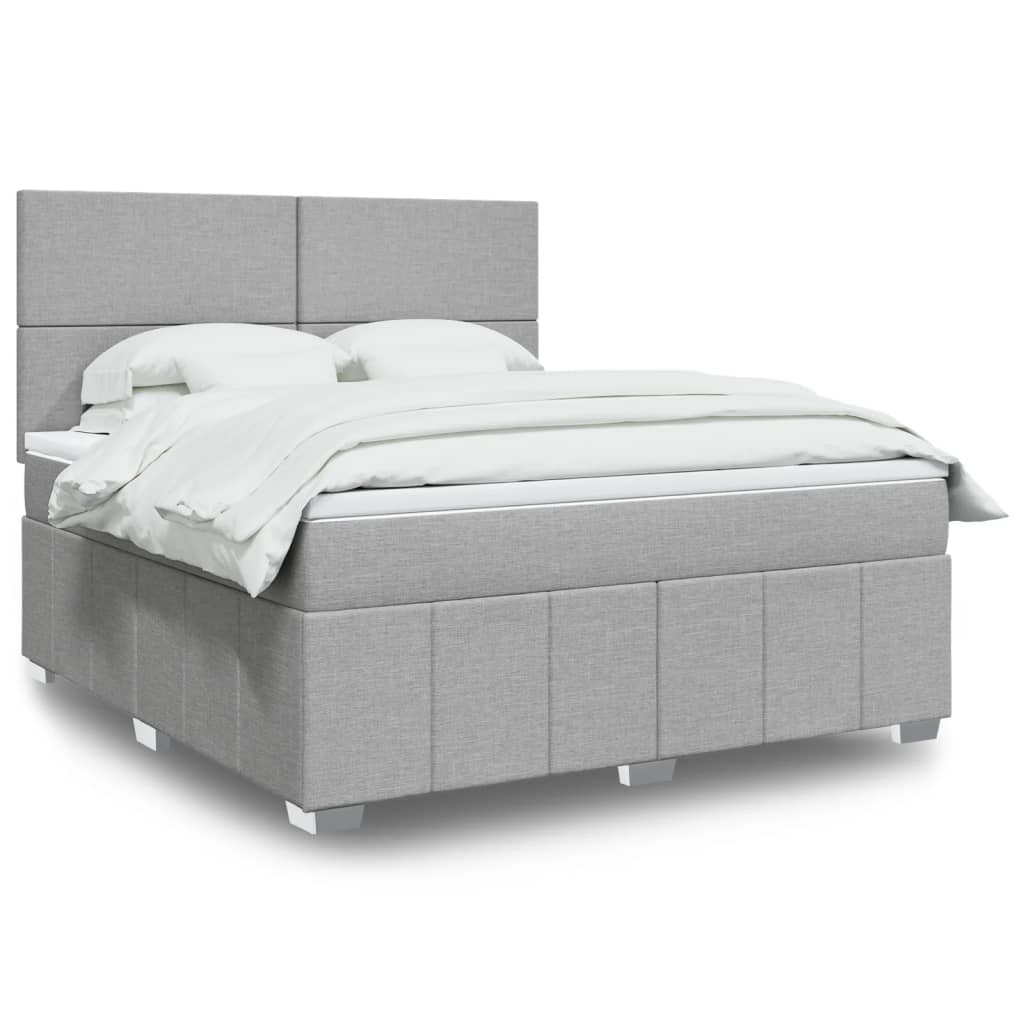 vidaXL Κρεβάτι Boxspring με Στρώμα Ανοιχτό Γκρι 180x200 εκ. Υφασμάτινο