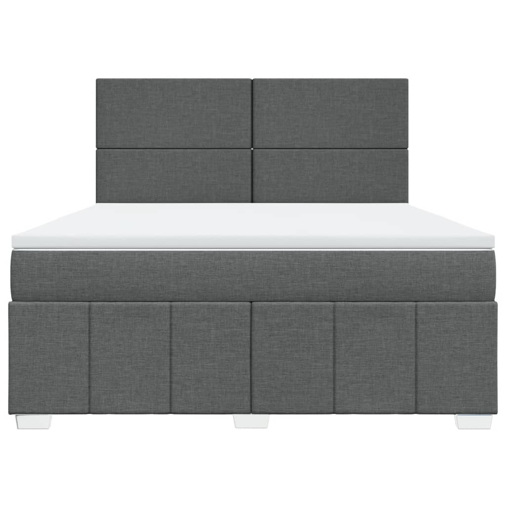 vidaXL Κρεβάτι Boxspring με Στρώμα Σκούρο Γκρι 180x200 εκ Υφασμάτιν