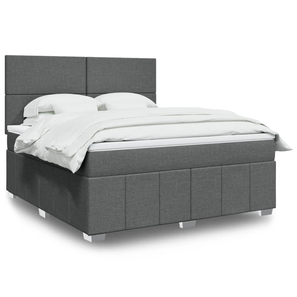 vidaXL Κρεβάτι Boxspring με Στρώμα Σκούρο Γκρι 180x200 εκ Υφασμάτιν