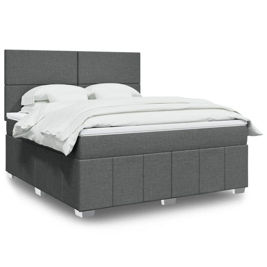 vidaXL Κρεβάτι Boxspring με Στρώμα Σκούρο Γκρι 180x200 εκ Υφασμάτιν