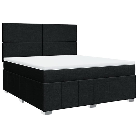 vidaXL Κρεβάτι Boxspring με Στρώμα Μαύρο 180x200 εκ. Υφασμάτινο