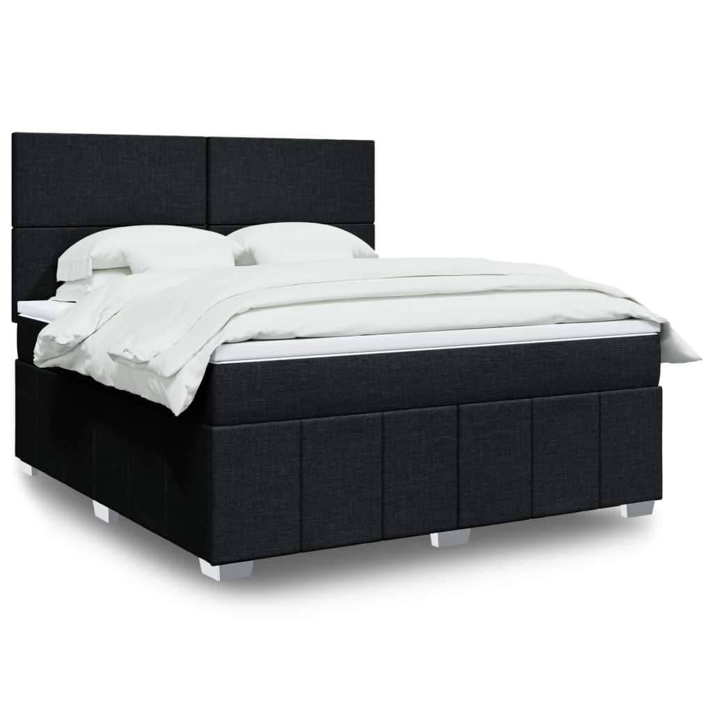 vidaXL Κρεβάτι Boxspring με Στρώμα Μαύρο 180x200 εκ. Υφασμάτινο