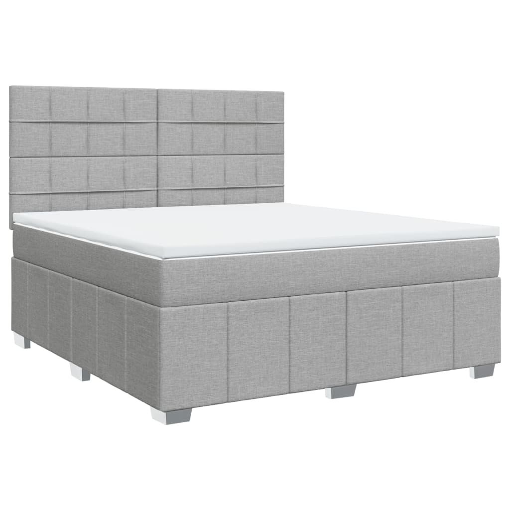 vidaXL Κρεβάτι Boxspring με Στρώμα Ανοιχτό Γκρι 180x200 εκ. Υφασμάτινο