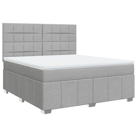 vidaXL Κρεβάτι Boxspring με Στρώμα Ανοιχτό Γκρι 180x200 εκ. Υφασμάτινο