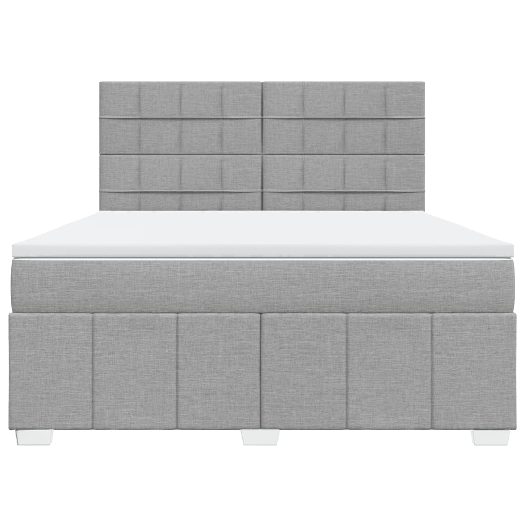 vidaXL Κρεβάτι Boxspring με Στρώμα Ανοιχτό Γκρι 180x200 εκ. Υφασμάτινο