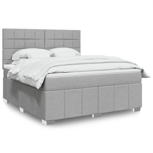 vidaXL Κρεβάτι Boxspring με Στρώμα Ανοιχτό Γκρι 180x200 εκ. Υφασμάτινο
