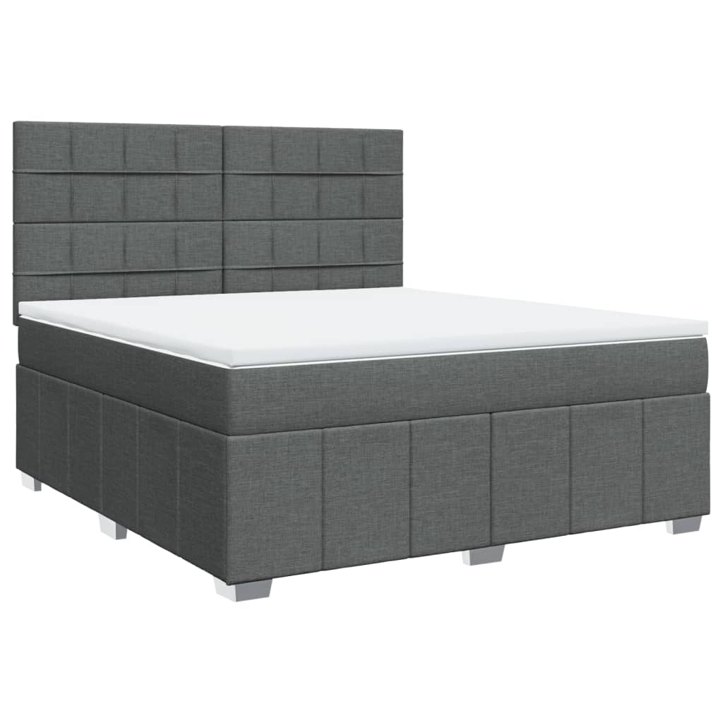 vidaXL Κρεβάτι Boxspring με Στρώμα Σκούρο Γκρι 180x200 εκ Υφασμάτιν
