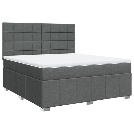 vidaXL Κρεβάτι Boxspring με Στρώμα Σκούρο Γκρι 180x200 εκ Υφασμάτιν