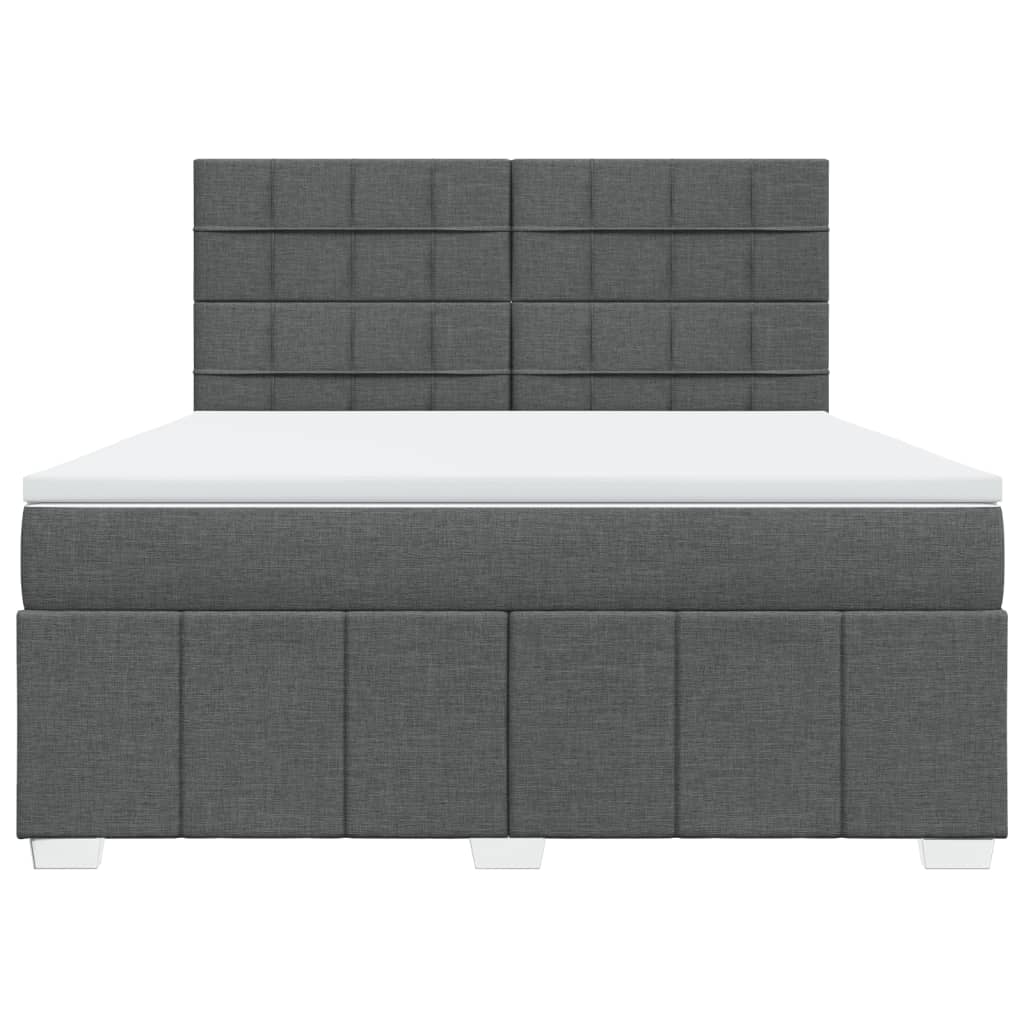 vidaXL Κρεβάτι Boxspring με Στρώμα Σκούρο Γκρι 180x200 εκ Υφασμάτιν