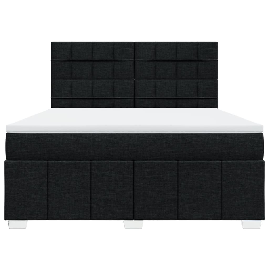 vidaXL Κρεβάτι Boxspring με Στρώμα Μαύρο 180x200 εκ. Υφασμάτινο