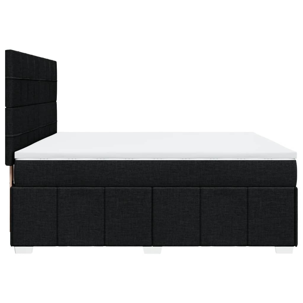 vidaXL Κρεβάτι Boxspring με Στρώμα Μαύρο 180x200 εκ. Υφασμάτινο