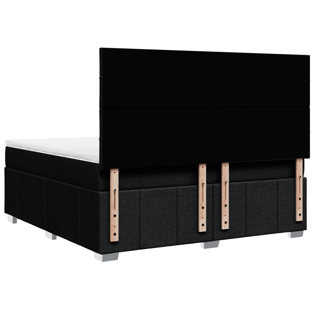 vidaXL Κρεβάτι Boxspring με Στρώμα Μαύρο 180x200 εκ. Υφασμάτινο