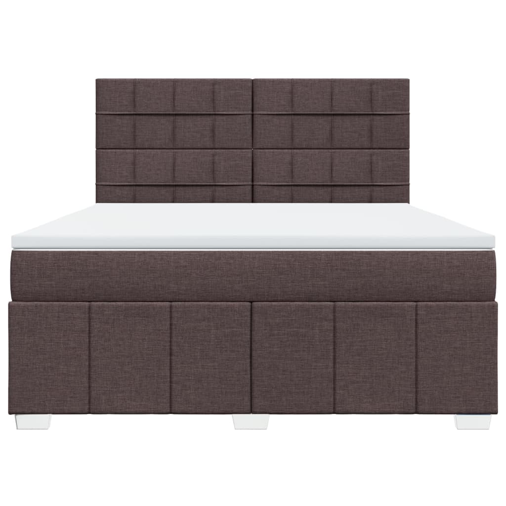 vidaXL Κρεβάτι Boxspring με Στρώμα Σκούρο Καφέ 180x200 εκ Υφασμάτινο