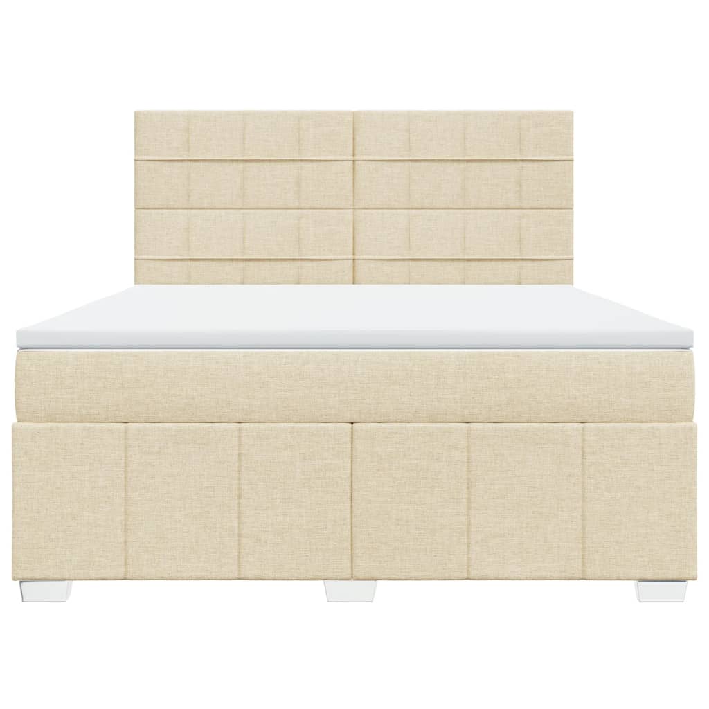 vidaXL Κρεβάτι Boxspring με Στρώμα Κρεμ 180x200 εκ. Υφασμάτινο