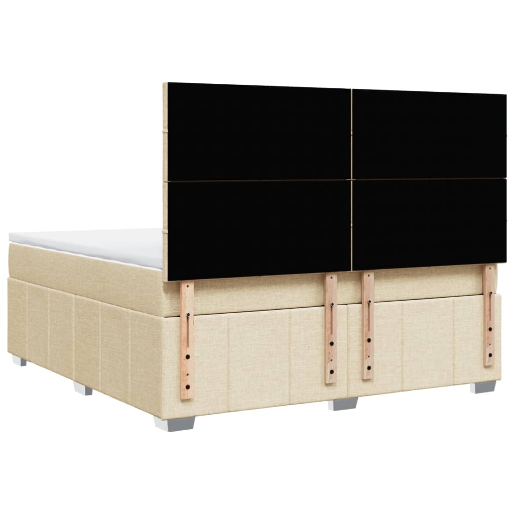 vidaXL Κρεβάτι Boxspring με Στρώμα Κρεμ 180x200 εκ. Υφασμάτινο
