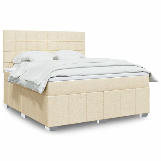 vidaXL Κρεβάτι Boxspring με Στρώμα Κρεμ 180x200 εκ. Υφασμάτινο