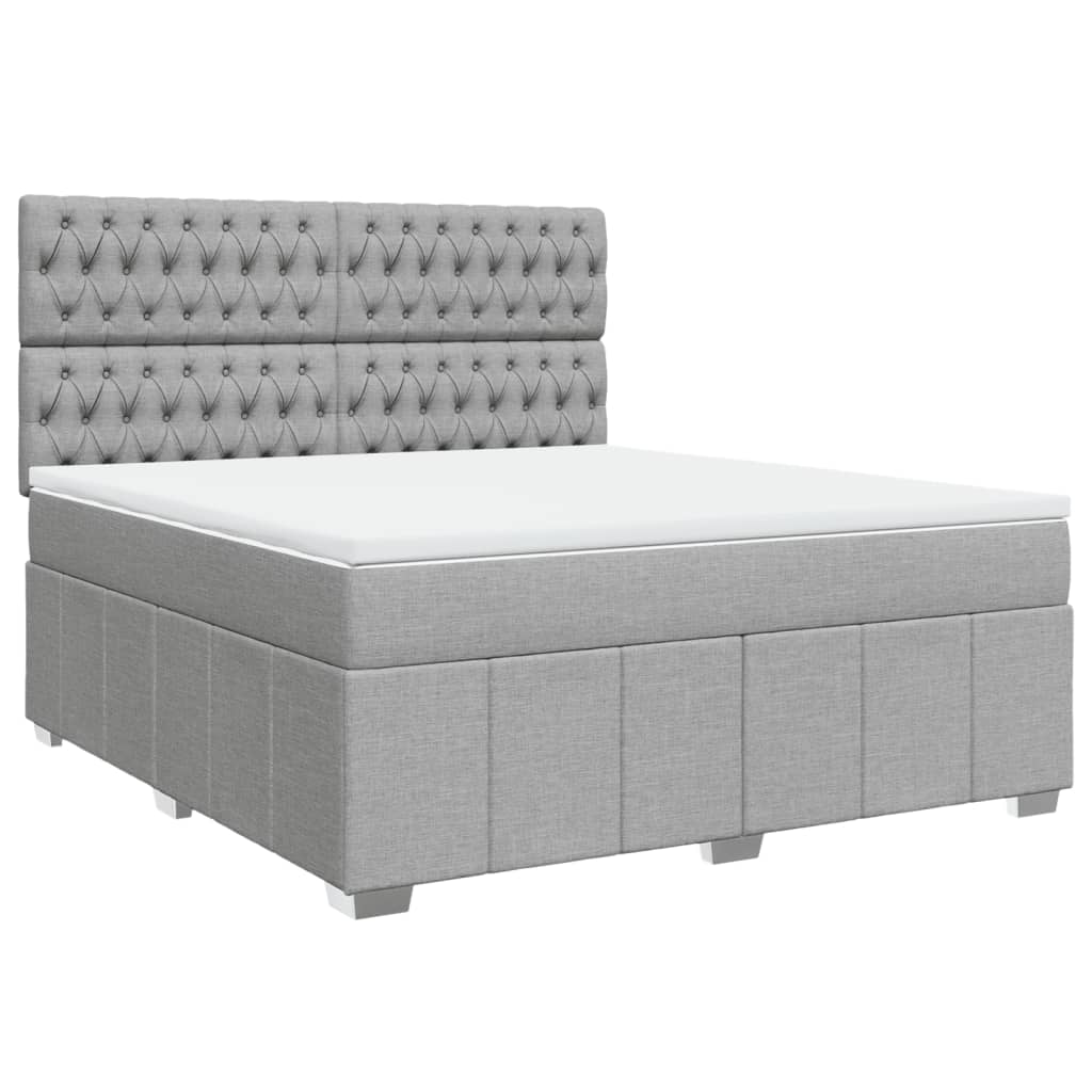 vidaXL Κρεβάτι Boxspring με Στρώμα Ανοιχτό Γκρι 180x200 εκ. Υφασμάτινο