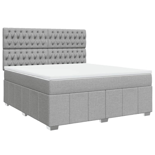 vidaXL Κρεβάτι Boxspring με Στρώμα Ανοιχτό Γκρι 180x200 εκ. Υφασμάτινο