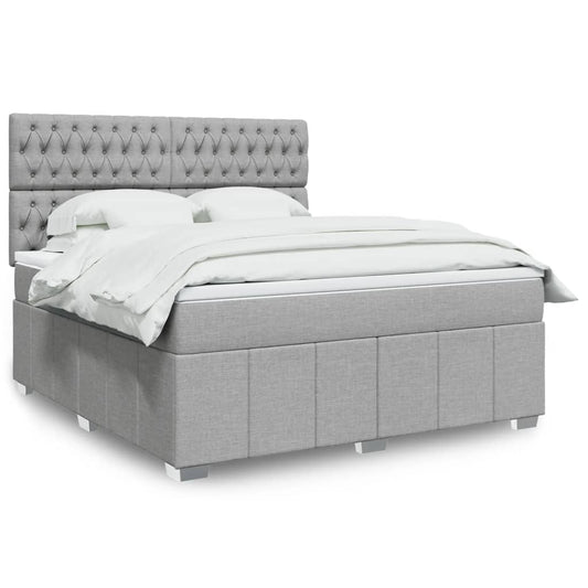 vidaXL Κρεβάτι Boxspring με Στρώμα Ανοιχτό Γκρι 180x200 εκ. Υφασμάτινο