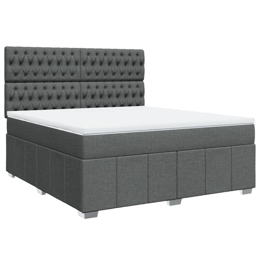 vidaXL Κρεβάτι Boxspring με Στρώμα Σκούρο Γκρι 180x200 εκ Υφασμάτιν