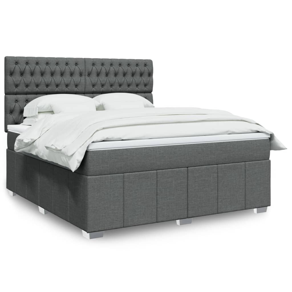vidaXL Κρεβάτι Boxspring με Στρώμα Σκούρο Γκρι 180x200 εκ Υφασμάτιν