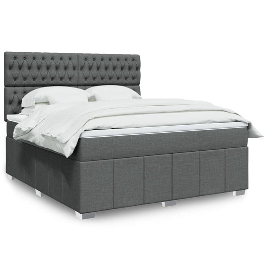 vidaXL Κρεβάτι Boxspring με Στρώμα Σκούρο Γκρι 180x200 εκ Υφασμάτιν