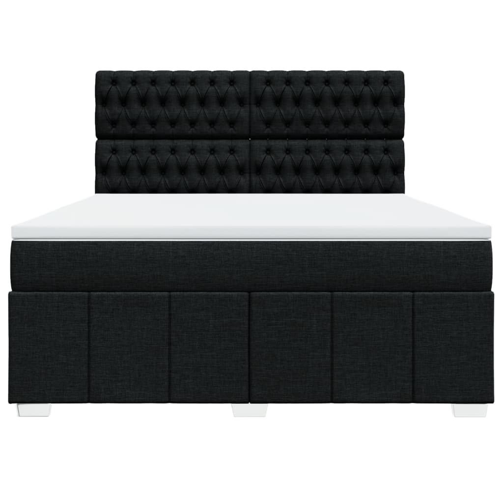 vidaXL Κρεβάτι Boxspring με Στρώμα Μαύρο 180x200 εκ. Υφασμάτινο