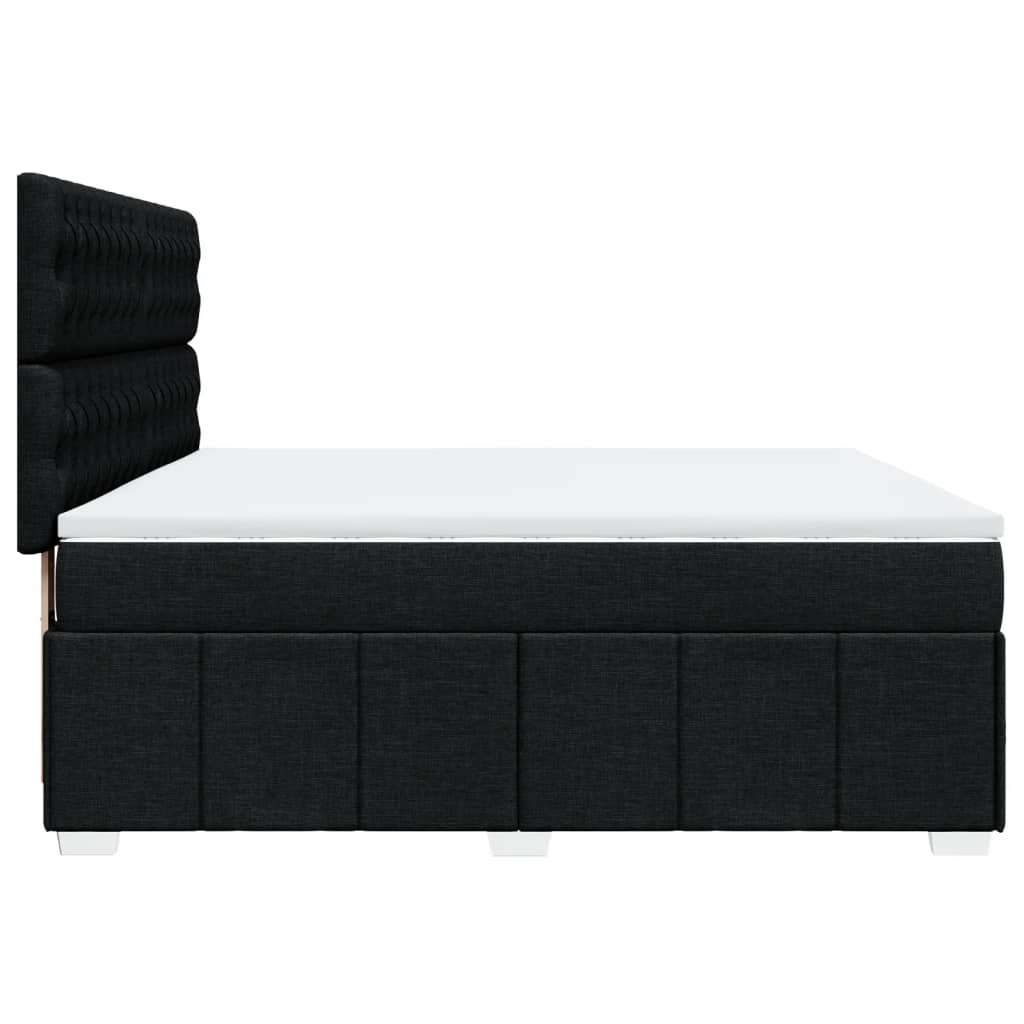 vidaXL Κρεβάτι Boxspring με Στρώμα Μαύρο 180x200 εκ. Υφασμάτινο