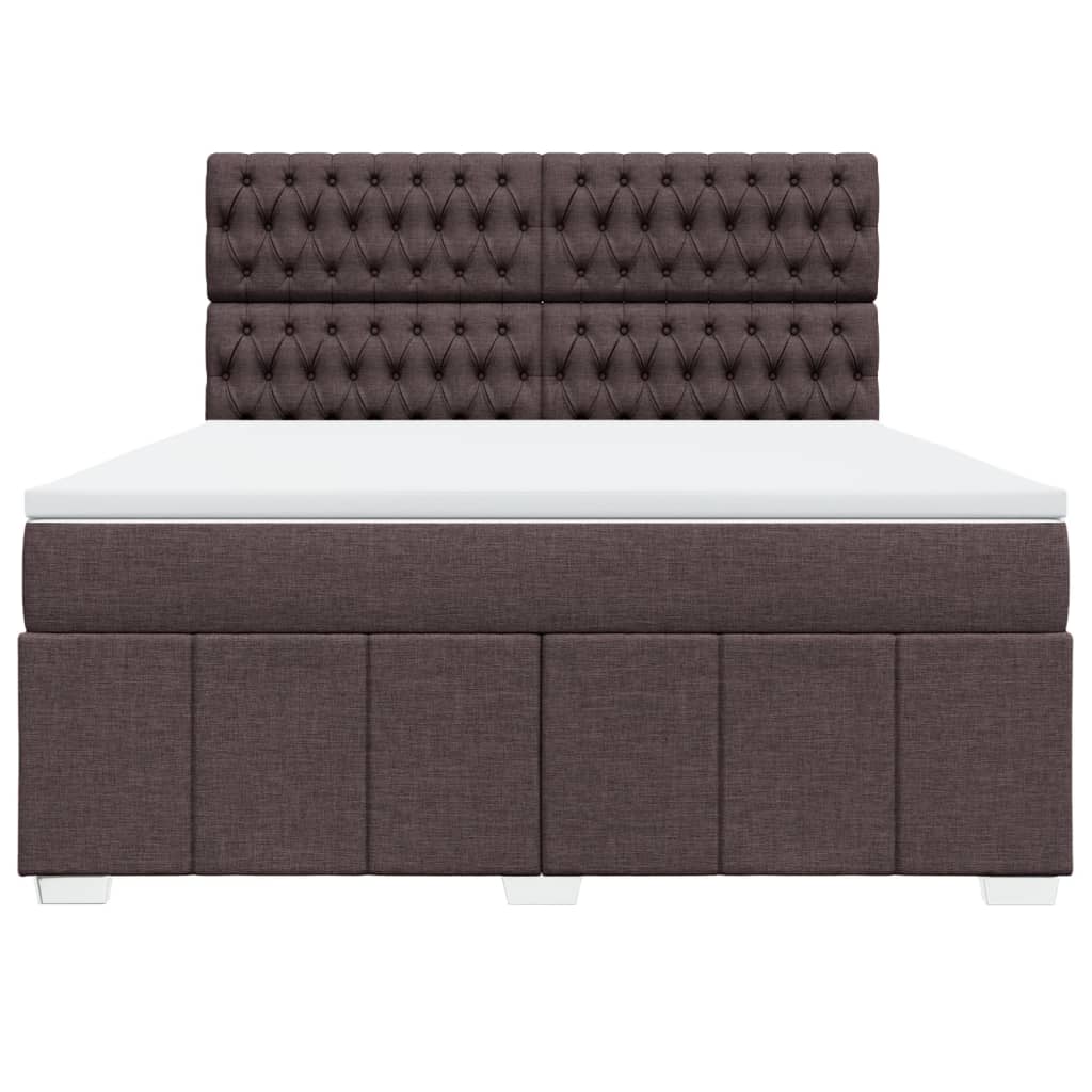 vidaXL Κρεβάτι Boxspring με Στρώμα Σκούρο Καφέ 180x200 εκ Υφασμάτινο