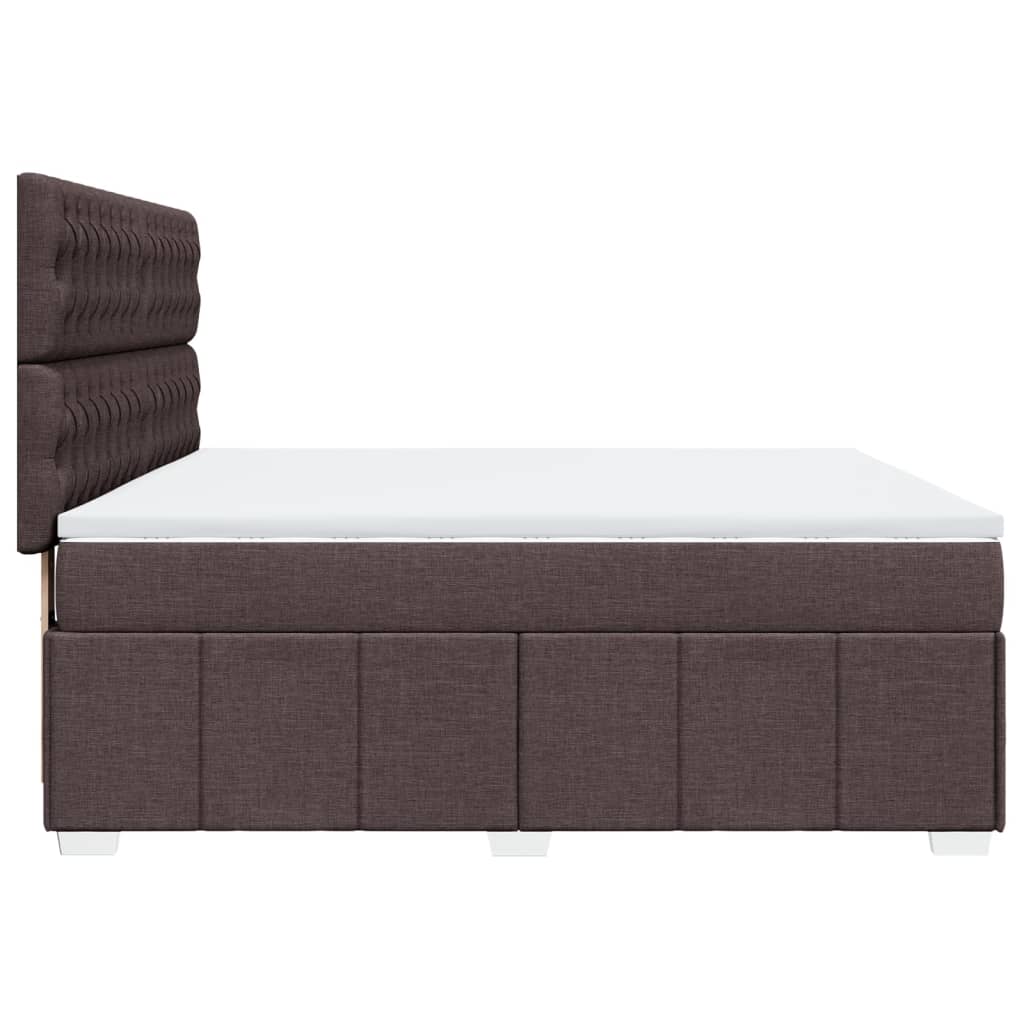 vidaXL Κρεβάτι Boxspring με Στρώμα Σκούρο Καφέ 180x200 εκ Υφασμάτινο