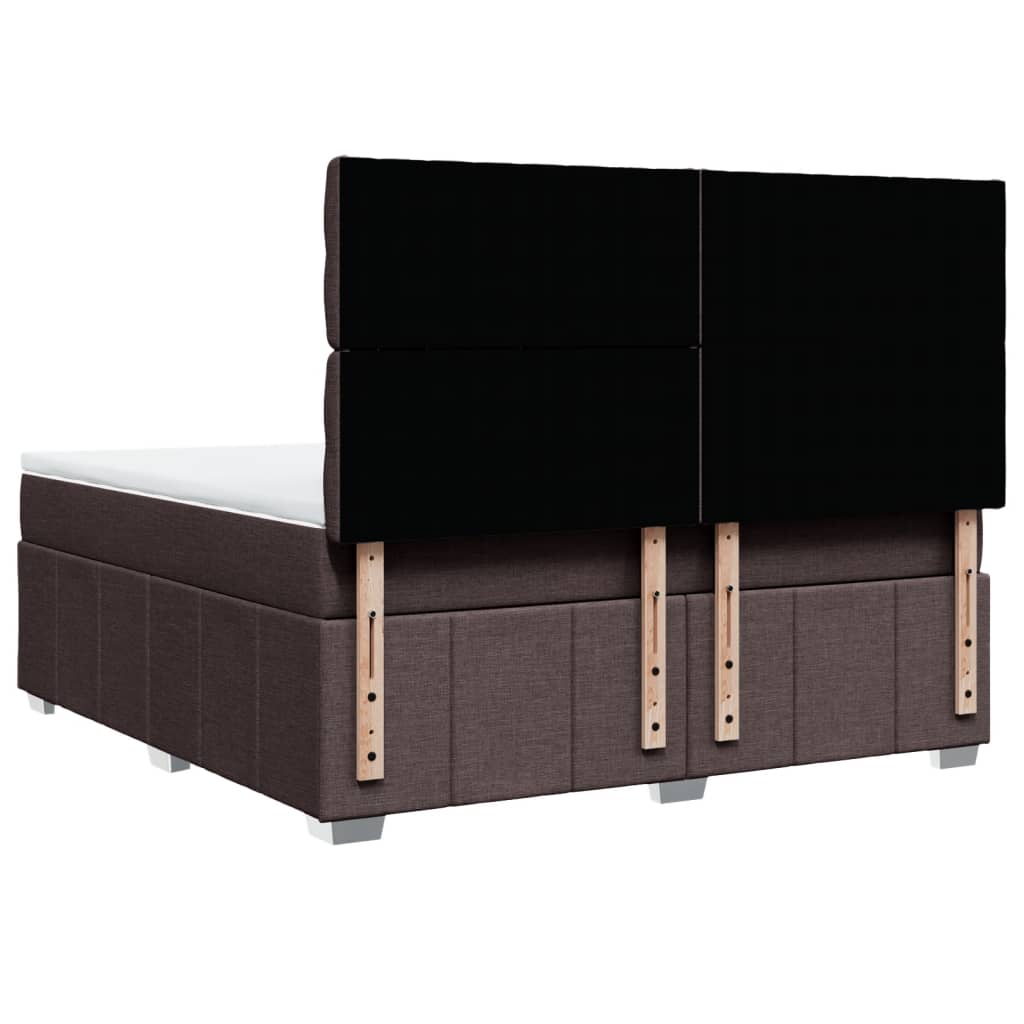 vidaXL Κρεβάτι Boxspring με Στρώμα Σκούρο Καφέ 180x200 εκ Υφασμάτινο