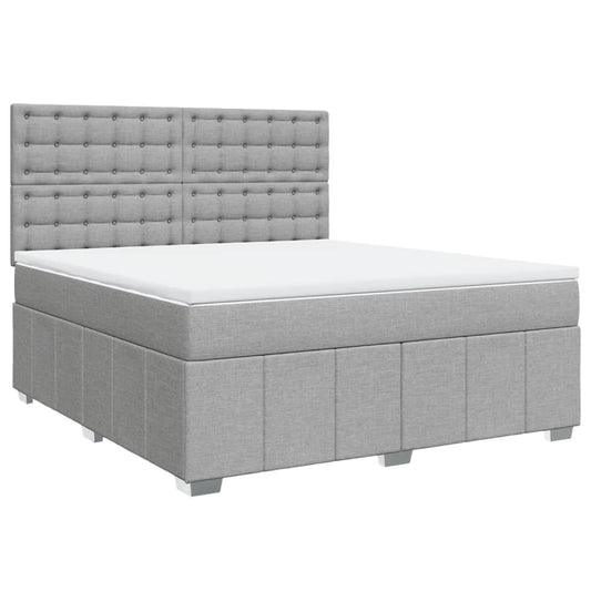 vidaXL Κρεβάτι Boxspring με Στρώμα Ανοιχτό Γκρι 180x200 εκ. Υφασμάτινο