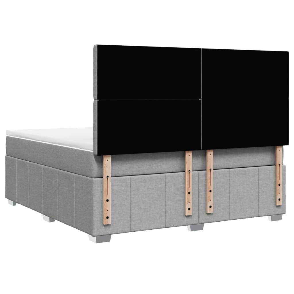 vidaXL Κρεβάτι Boxspring με Στρώμα Ανοιχτό Γκρι 180x200 εκ. Υφασμάτινο