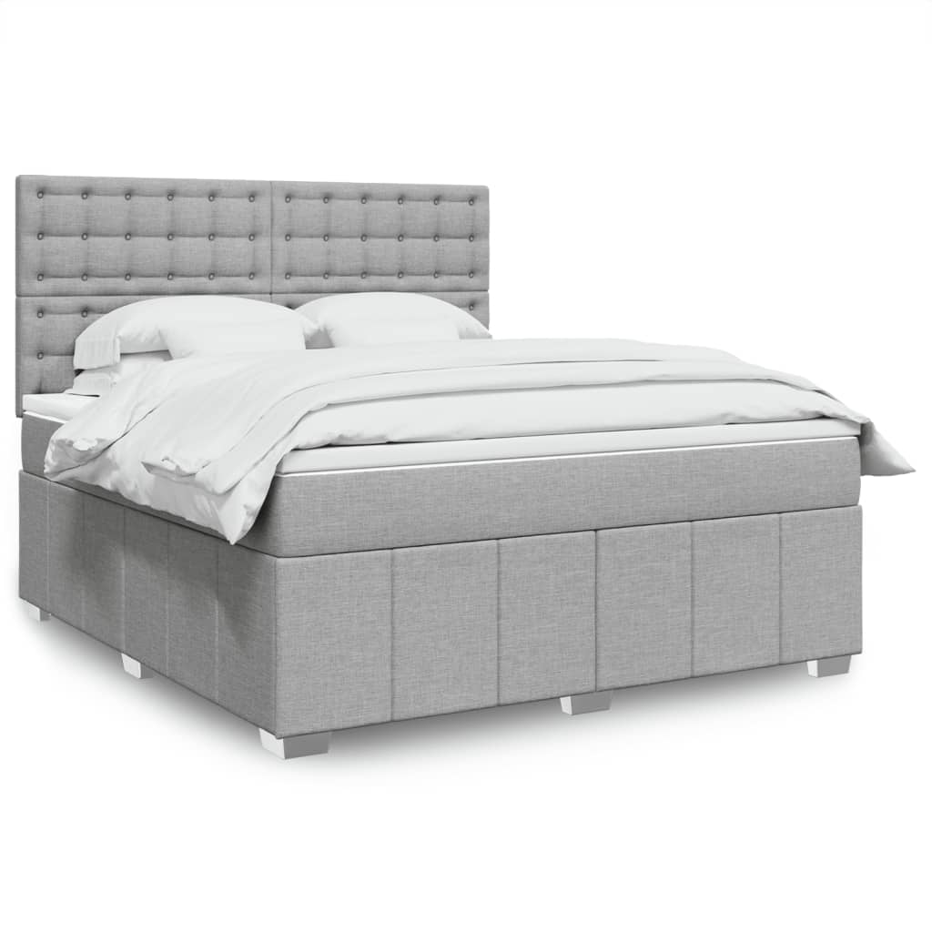 vidaXL Κρεβάτι Boxspring με Στρώμα Ανοιχτό Γκρι 180x200 εκ. Υφασμάτινο