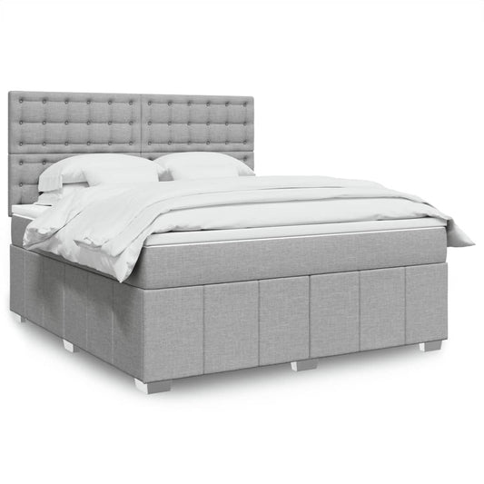 vidaXL Κρεβάτι Boxspring με Στρώμα Ανοιχτό Γκρι 180x200 εκ. Υφασμάτινο