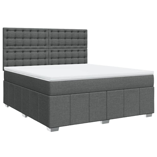vidaXL Κρεβάτι Boxspring με Στρώμα Σκούρο Γκρι 180x200 εκ Υφασμάτιν